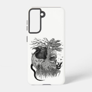 Funda Para Samsung Galaxy S21 Wolf y Raven con el cráneo