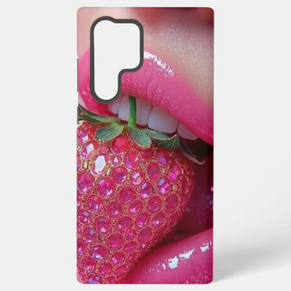 Funda Para Samsung Galaxy S22 Ultra Y2K Fresa Brillante Rosa y Labios