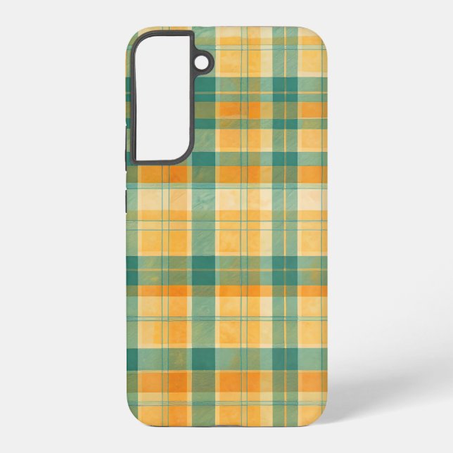 Funda Para Samsung Galaxy Yellow and Green Tartan Plaid Pattern (Reverso )