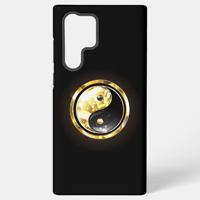 Funda Para Samsung Galaxy Yin Yang dorado en negro (Reverso )