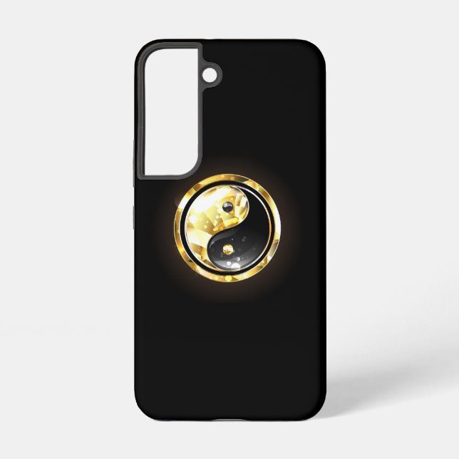 Funda Para Samsung Galaxy Yin Yang dorado en negro (Reverso )