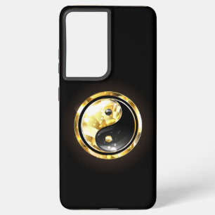 Funda Para Samsung Galaxy S21 Ultra Yin Yang dorado en negro