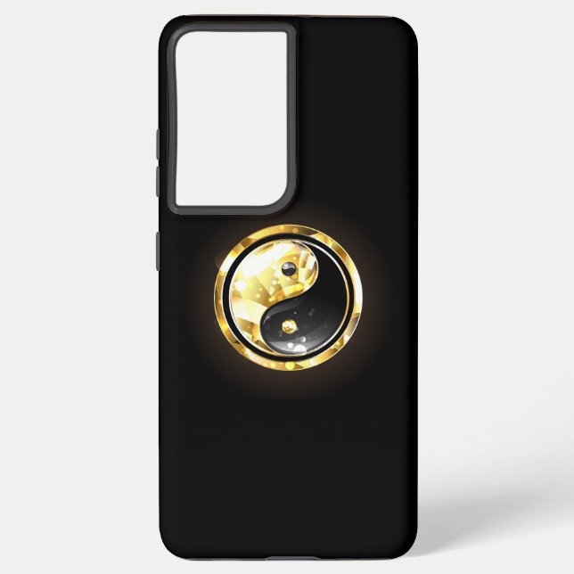 Funda Para Samsung Galaxy Yin Yang dorado sobre negro (Reverso )