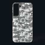 Funda Para Samsung Galaxy S22  Zinnias, monocromo en blanco<br><div class="desc">Patrón vectorial de flores de zinnia pintadas a mano</div>