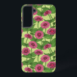 Funda Para Samsung Galaxy S22  Zinnias rosas sobre verde claro<br><div class="desc">Patrón vectorial de flores de zinnia pintadas a mano</div>