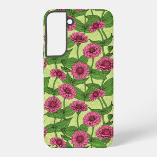 Funda Para Samsung Galaxy S22+ Zinnias rosas sobre verde claro