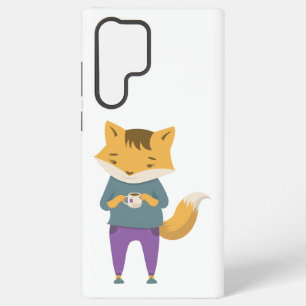 Funda Para Samsung Galaxy S22 Ultra Zorro lindo con taza de té