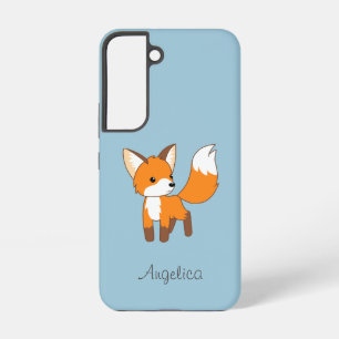 Funda Para Samsung Galaxy S22 Zorro Pequeño y Lindo sobre Azul