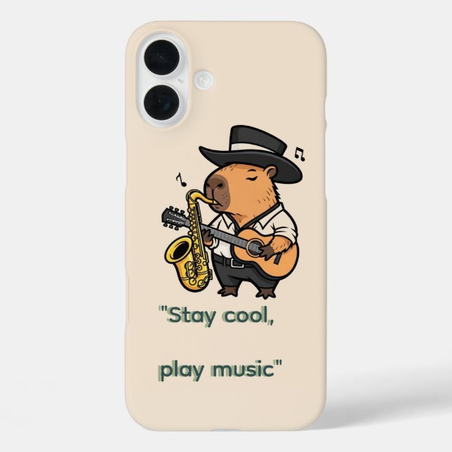 Funda para teléfono con diseño de carpincho musica (Reverso )