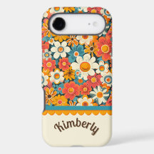 Funda para teléfono de flor daisy retro – Nombre p