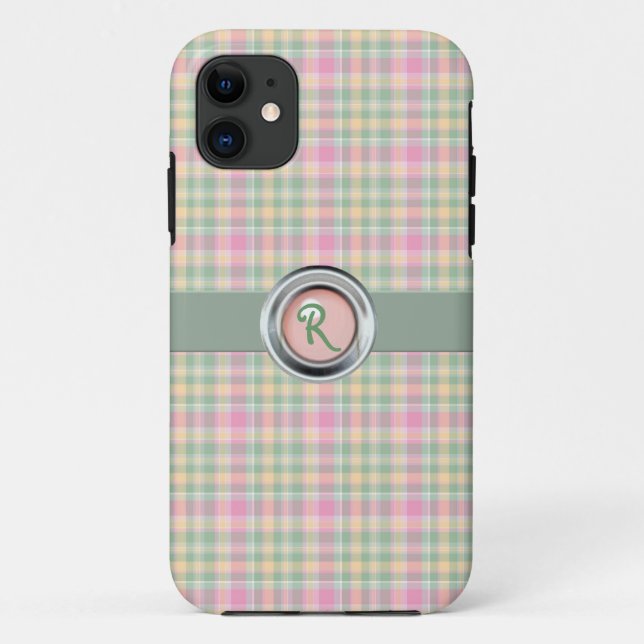 Funda Pastel Plaid Monograma iPhone 5 (Reverso)