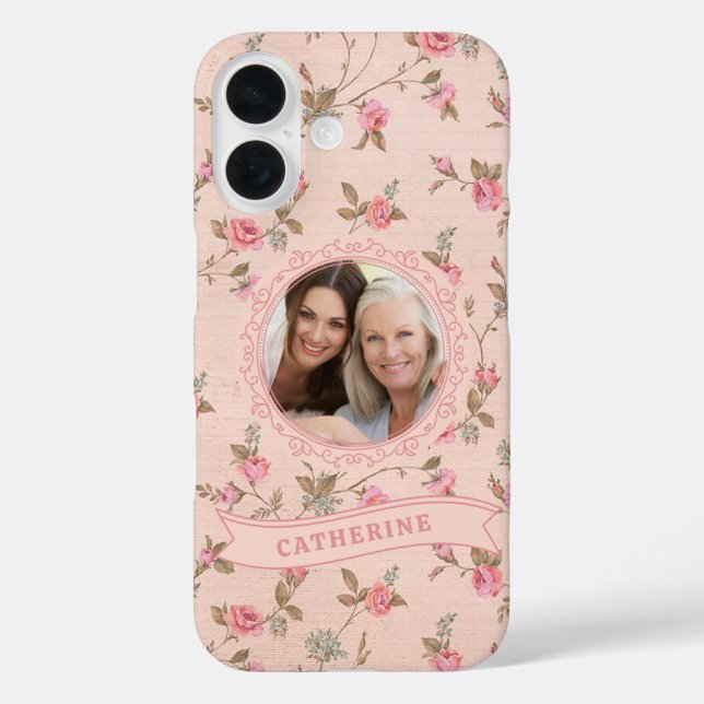 Funda personalizada para iPhone 16 Rosa Rosa Rústi (Reverso )