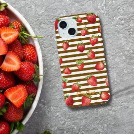 Funda personalizada para iPhone con rayas de fresa