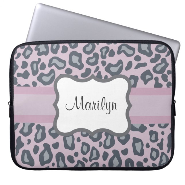 Funda personalizada para portátil Lavender Leopard (Frente)