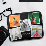 Funda personalizada para portátil negro de collage<br><div class="desc">Añade 5 fotos de tu querido perro (o gato o tú) a este collage y a tu nombre. Fotografías de los marcadores de posición usadas con permiso bajo Creative Commons</div>