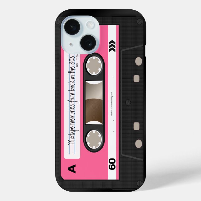 Funda personalizado de cinta retro rosa caliente (Reverso )