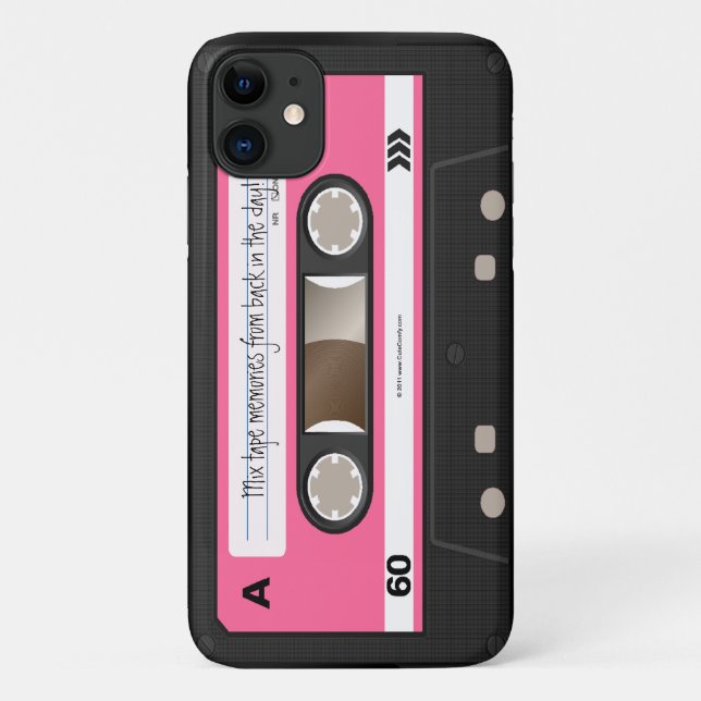 Funda personalizado de cinta retro rosa caliente (Reverso)