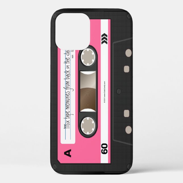 Funda personalizado de cinta retro rosa caliente (Reverso )