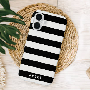 Funda personalizado de franja blanca y negra moder