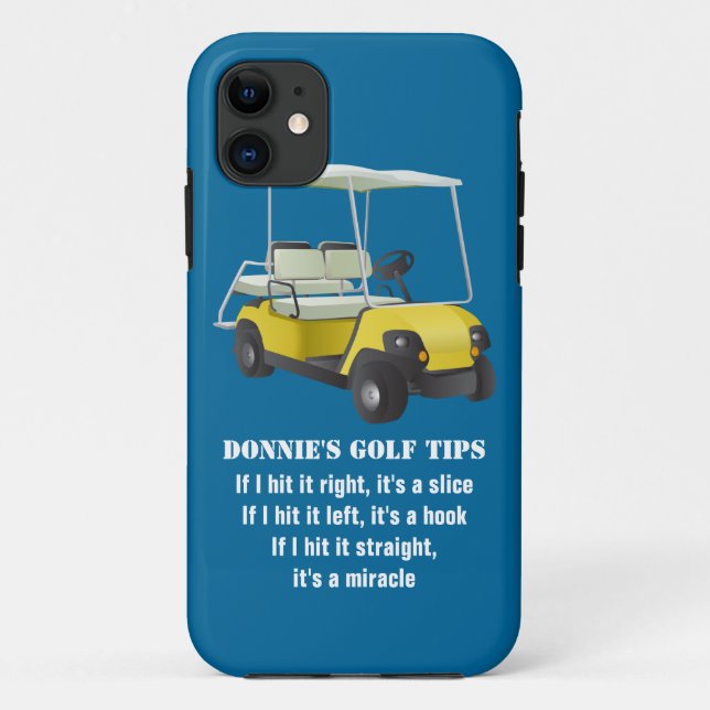 Funda Personalizado Golf Tip Golf Cart Blue iPhone (Reverso)