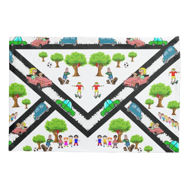 Funda Pillow Cars Perros Niños Parque Árboles (Reverso)