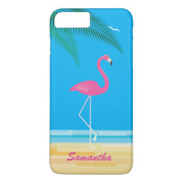 Funda Pink Flamingo on Beach iPhone 7 Plus