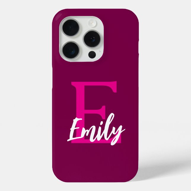 Funda Pink iPhone 15 Pro personalizado - Nombre pe (Reverso )