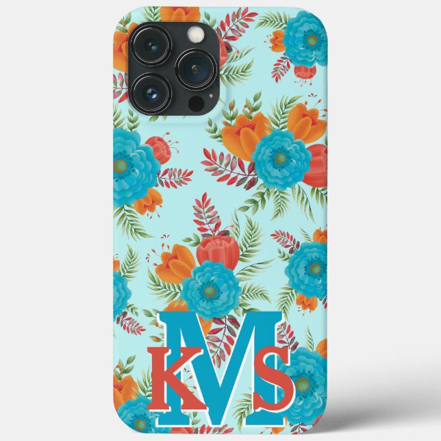 Funda Pioneer Verde azulado Coral Monograma iPhone (Reverso )