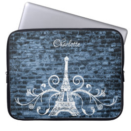 Funda portátil Blue Eiffel Tower Grunge