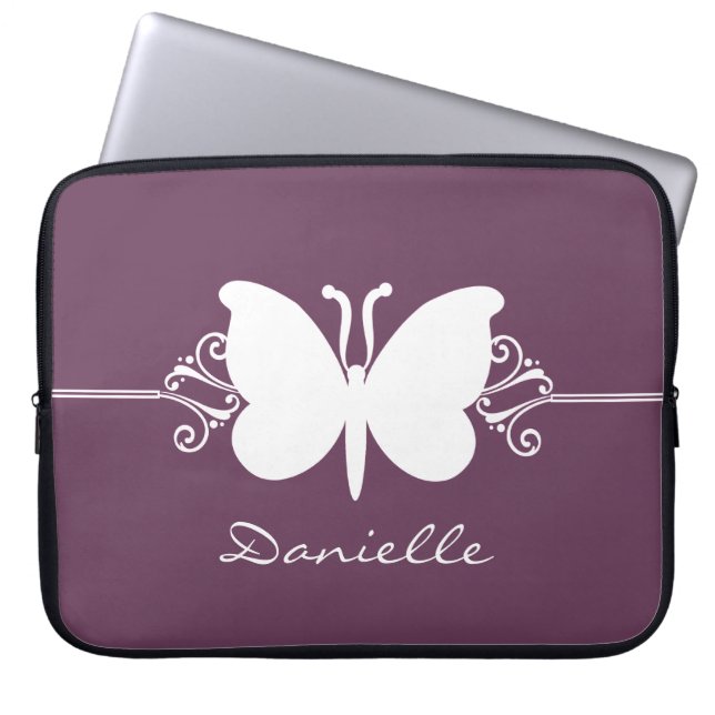 Funda portátil Butterfly Swirls, Purple (Frente)