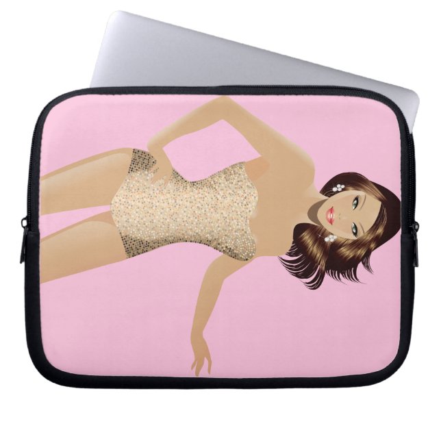Funda portátil Chica de traje de baño rosa (Frente)