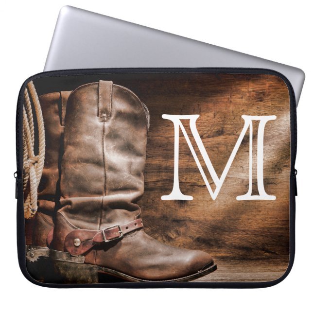 Funda portátil Cow Boy Boots Spur Country Monogram (Frente)