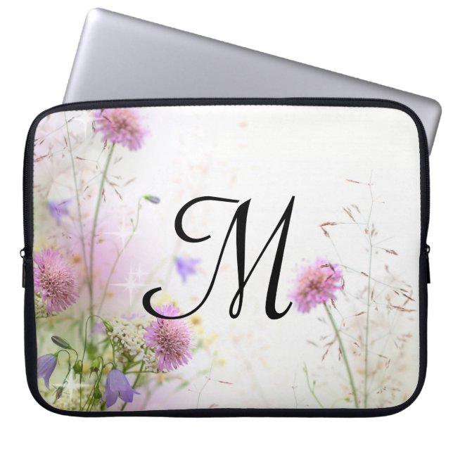 Funda portátil de 15" Monograma Flores salvajes La (Frente)