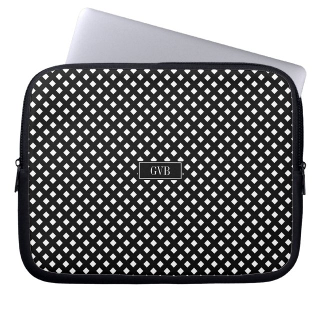 Funda portátil de Gingham blanco negro para él (Frente)