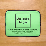 Funda portátil verde ligera de marca comercial<br><div class="desc">Funda portátil de personalizable que se utiliza para crear conciencia de marca. Los contenidos son el logotipo de su empresa, el nombre de su empresa o empresa, la dirección y el número de teléfono. El diseño es textos de color verde oscuro sobre fondo verde claro. Compruebe la apariencia después de...</div>