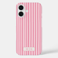 Funda Preppy Pink Stripe Monograma iPhone 16