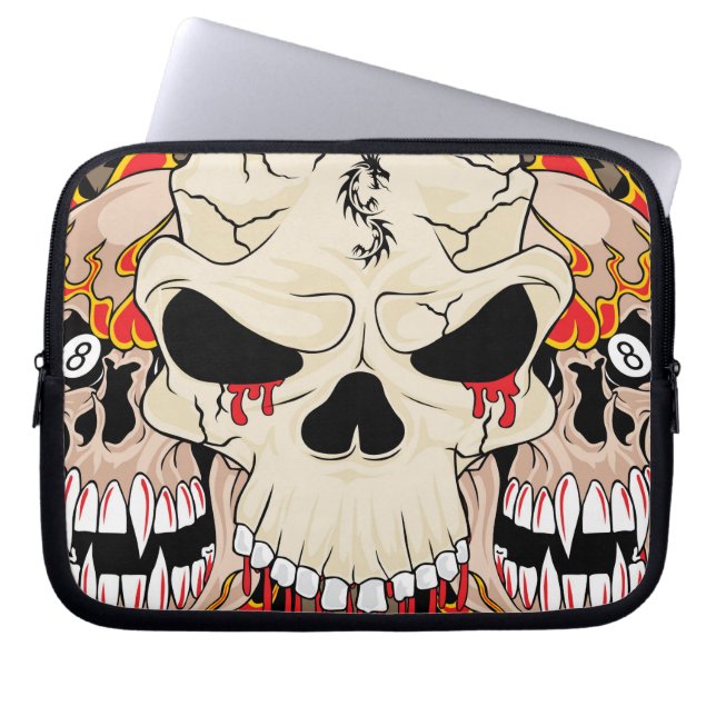Funda protector de portátil Tattoo Skull Ocho bola (Frente)