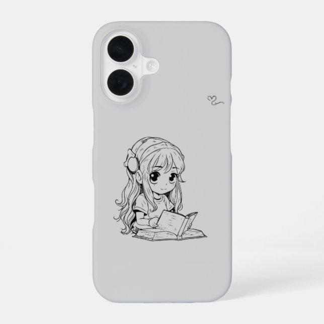 Funda protectora para iPhone 16 de chica Kawaii –  (Reverso )