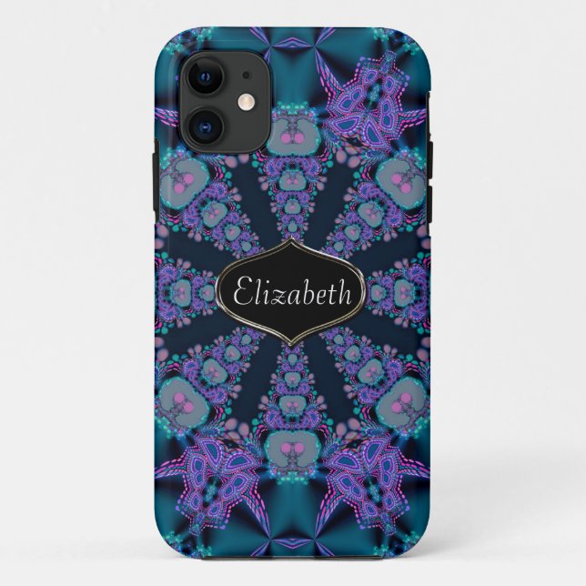 Funda Purple Fantasy Fractal Custom Name iPhone 5 (Reverso)