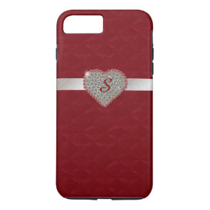 Funda Red Glam Heart Monograma iPhone 7 Plus