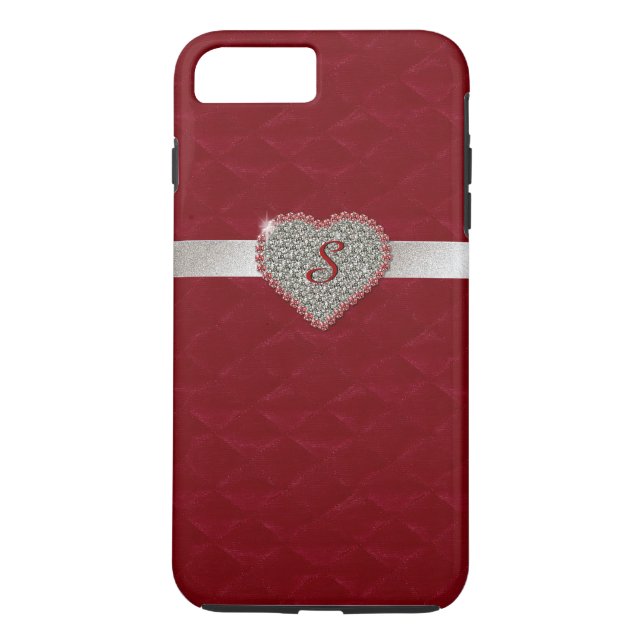 Funda Red Glam Heart Monograma iPhone 7 Plus (Reverso)