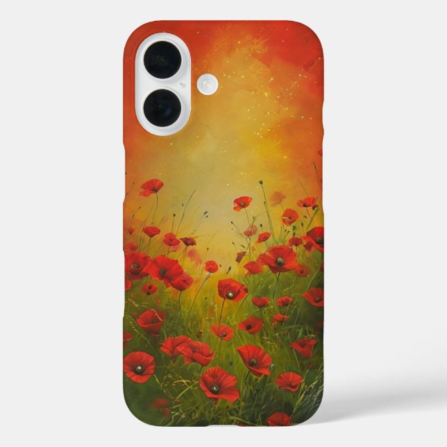 Funda Red Poppies Spring Breeze iPhone 16 (Reverso )