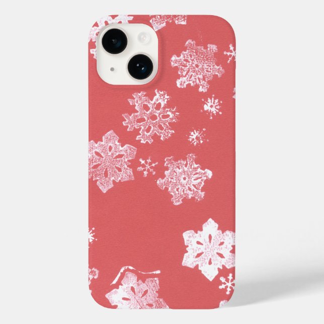 Funda Red Snowflakes iPhone 14 Barley There (Reverso )