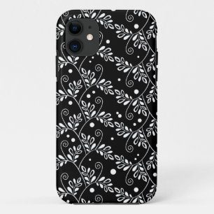 Funda retro de iPhone floral blanco negro 5