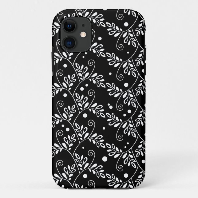 Funda retro de iPhone floral blanco negro 5 (Reverso)