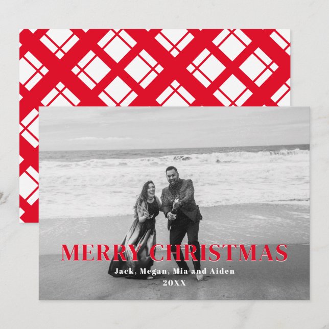 Funda roja y blanca Feliz Navidad (Anverso / Reverso)