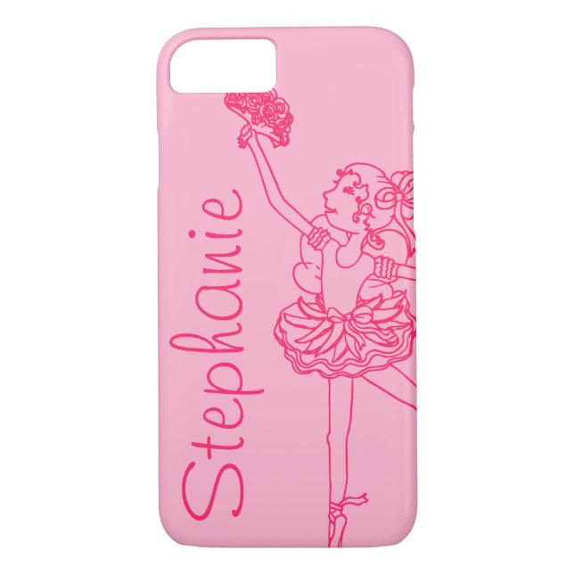 Funda rosa de bailarina de nombres personalizados (Reverso)
