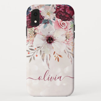 Funda Rubor Pink Burgundy Floral iPhone XR