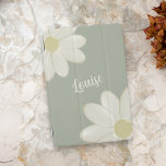 Funda Sage Green Floral Cream Daisy iPad<br><div class="desc">Añade tu nombre a esta cubierta del iPad verde salchicha y margarita</div>