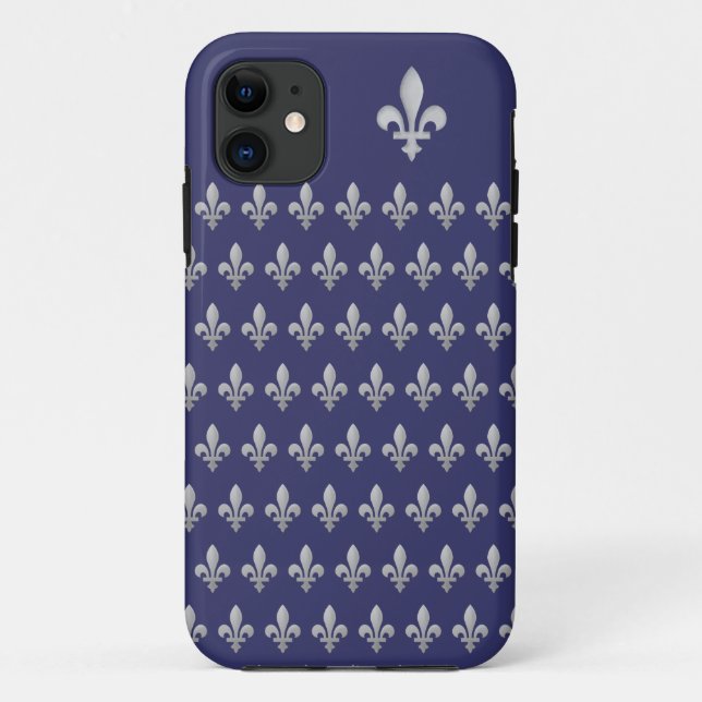 Funda Silver Fleur de lys Royal Blue iPhone 5 (Reverso)